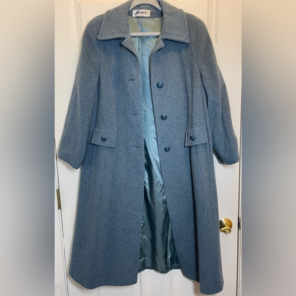 Bromley 100% Wool Button Down Trench Coat Long Sleeves Women’s Size Medium/Large - Picture 8 of 16